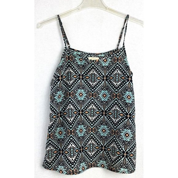 Anthropologie Tulle Spaghetti Straps Boho Geometric Printed Cami Top Size L - Picture 1 of 10